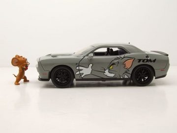 JADA Modellauto Dodge Challenger Hellcat 2015 grau Tom & Jerry mit Figur Modellauto, Maßstab 1:24