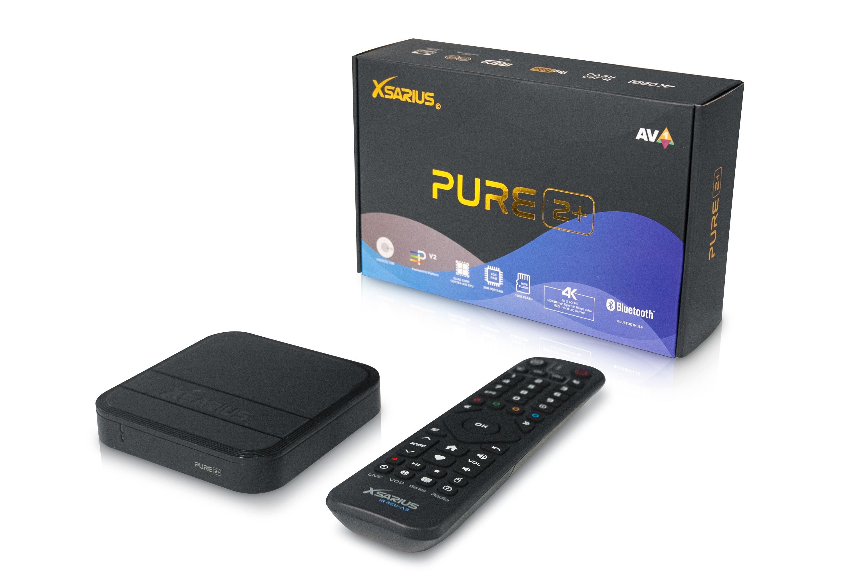Xsarius PURE 2+ 4K Android 11 OTT 4K UHD IPTV Player H.265 HEVC Wlan Netzwerk-Receiver