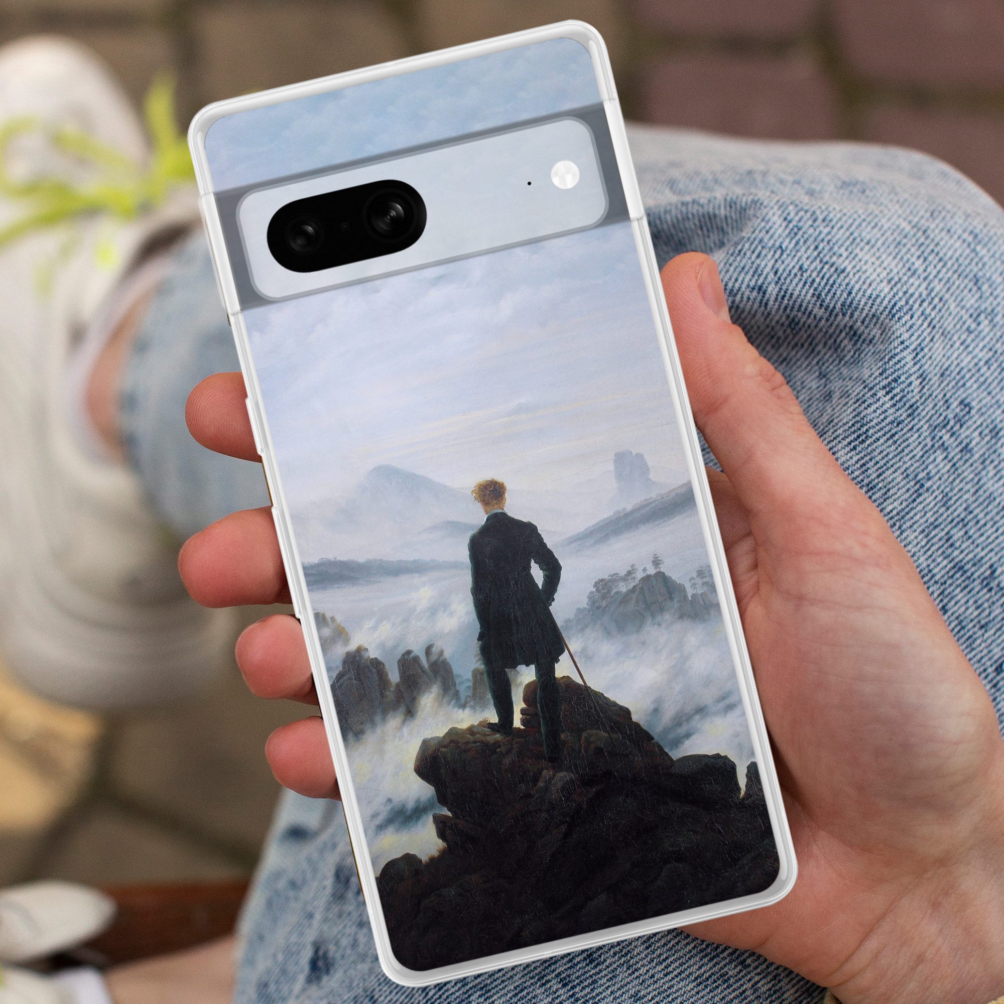 MuchoWow Handyhülle für Google Pixel 7 Der Wanderer über dem Nebelmeer - Caspar David Frie, Phone Case, Silikon, Schutzhülle Dünn
