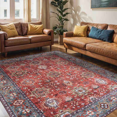 Orientteppich Teppich Oriental Orientteppich Wohnzimmer Orient Muster Rot, Mazovia, 80 x 150 cm, Fußbodenheizung, Всіrgiker geeignet, Rutschfest