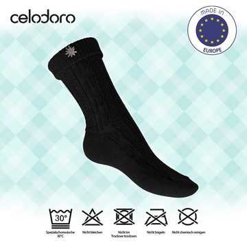 celodoro Trachtensocken Trachten Socken (2 Paar) mit Edelweiß-Pin für Damen & Herren