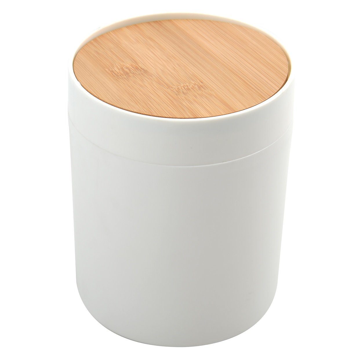 spirella Kosmetikeimer ALAIS, Kosmetik-Schwingdeckeleimer, Bambus / PP, 2,5 L, weiß