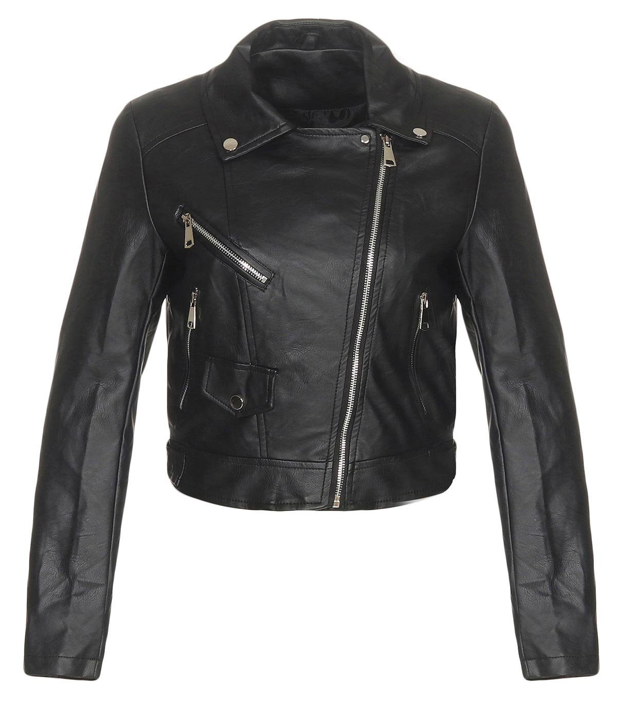 malito more than fashion Lederimitatjacke 5173 mit schwarz coolen Biker Details Look