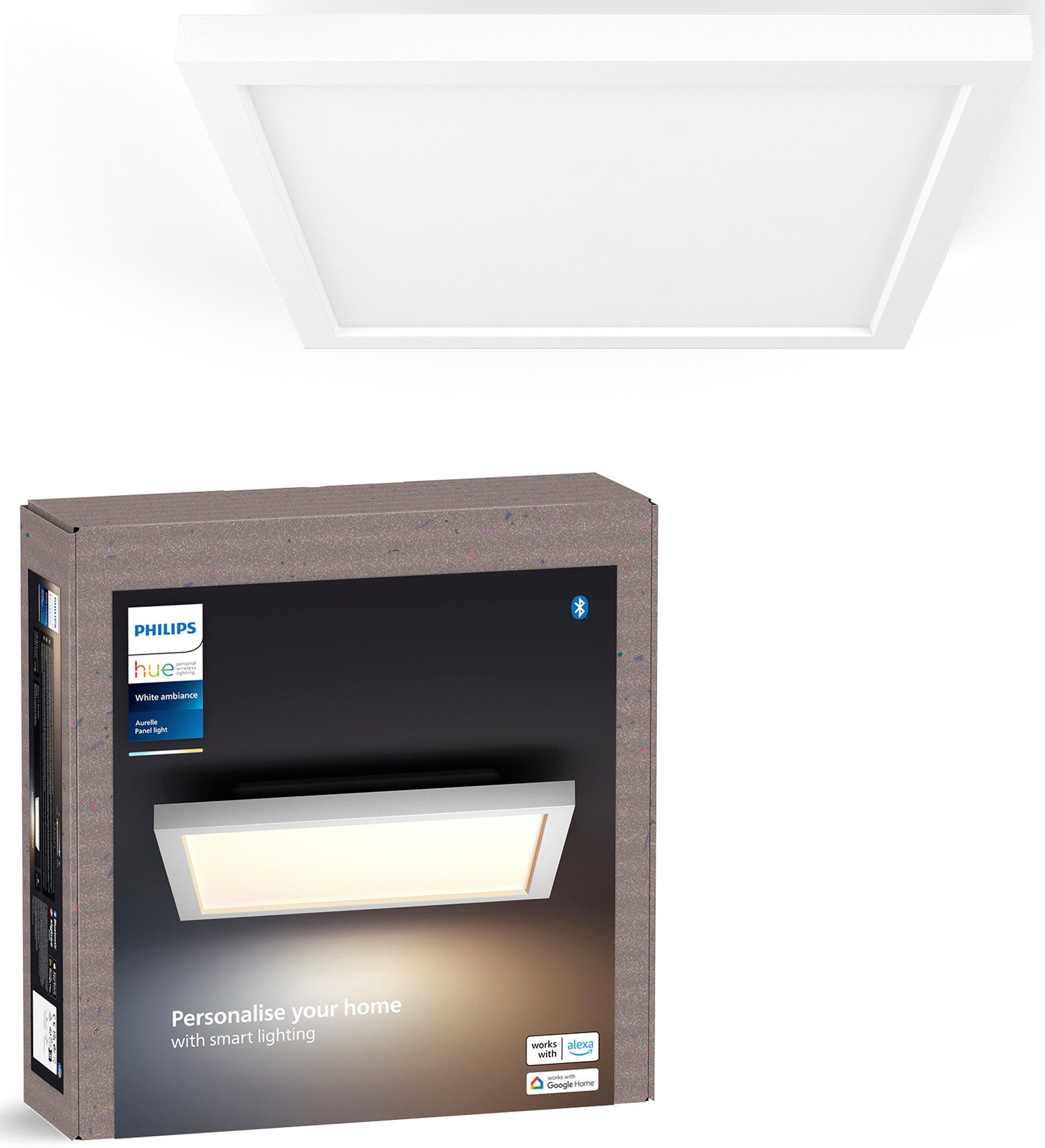 Philips Hue LED Panel White Ambiance Aurelle Panel, Abschaltautomatik, Bluetooth, CCT - über Fernbedienung, Dimmfunktion, Farbsteuerung, Leuchtdauer einstellbar, Memoryfunktion, Nachtlichtfunktion, Smart Home, Timerfunktion, dimmbar über Fernbedienung, erweiterbar, mehrere Helligkeitsstufen, LED fest integriert, warmweiß - kaltweiß