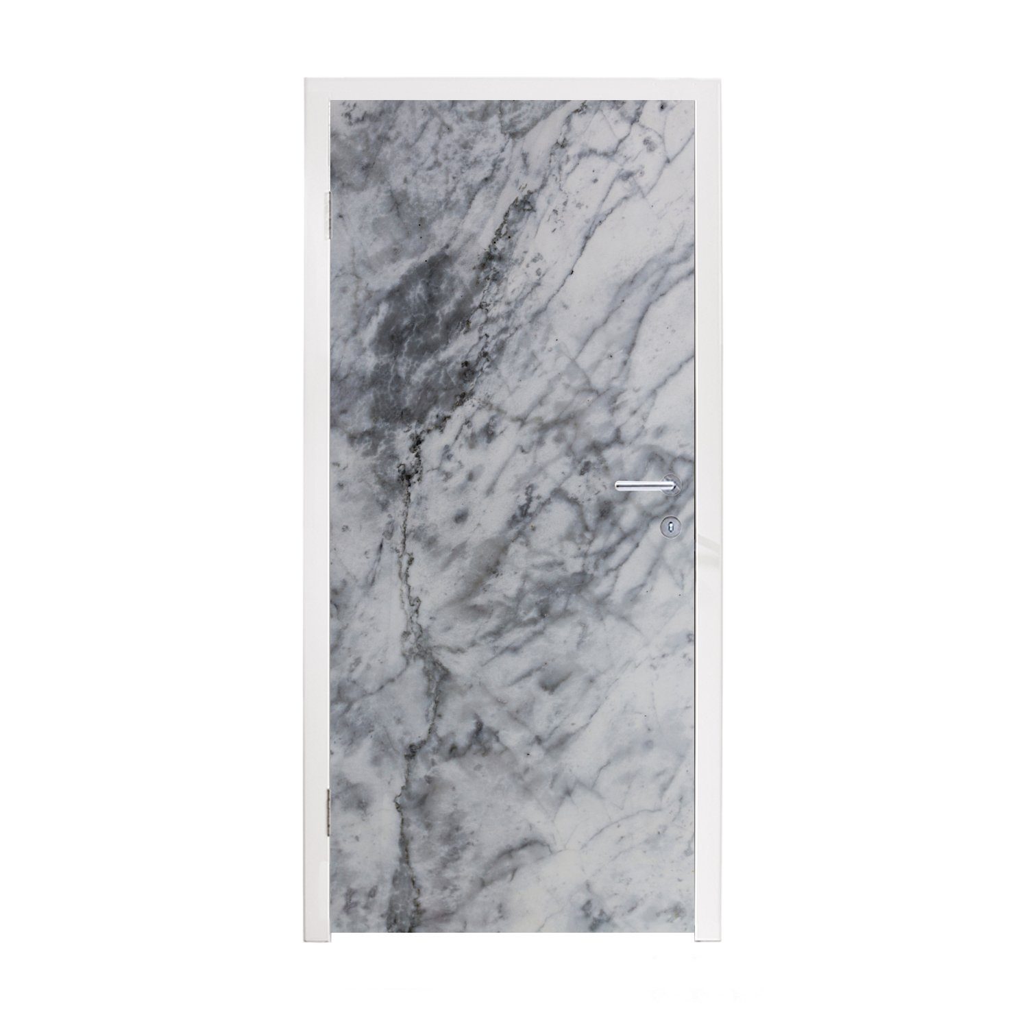 MuchoWow Türtapete Marmor - Stein - Grau, Matt, bedruckt, (1 St), Fototapete für Tür, Türaufkleber, 75x205 cm