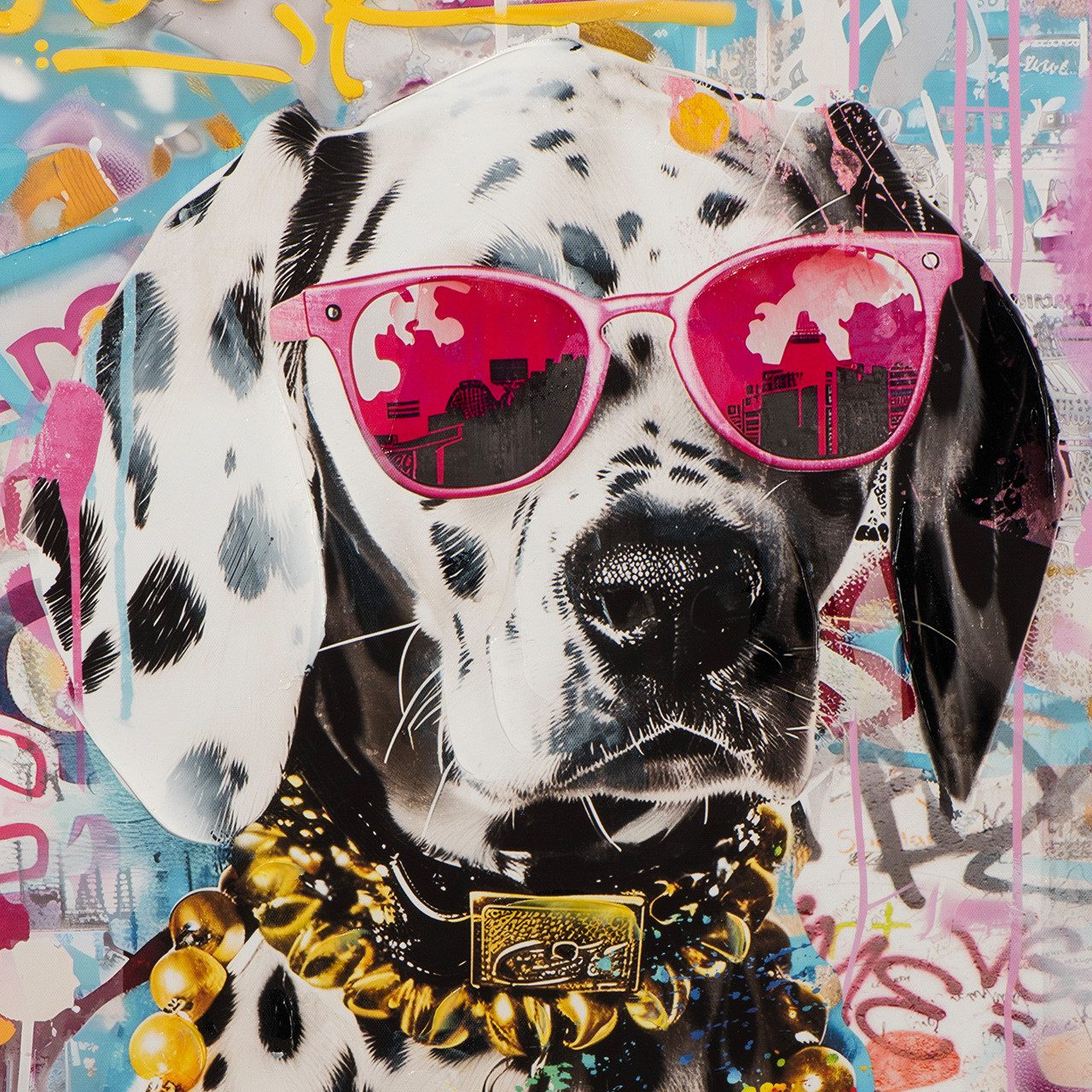 ArtUniverse Gemälde Make your Life Pink Dalmatian 80 x 80 cm, Tiermotiv – Bild 5 von 5