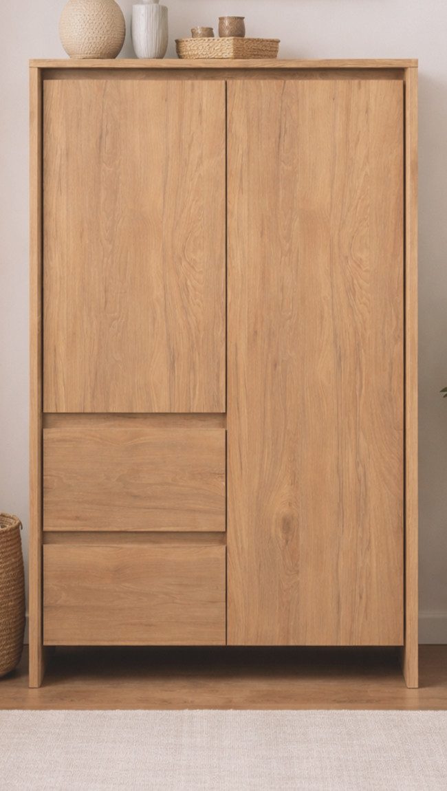 Furn.Design Highboard Luzern (Schrank in Hickory Walnuss, Wohn- und Esszimmer Möbel 86 x 140 cm), mit 7 Fächern und 2 Schubladen