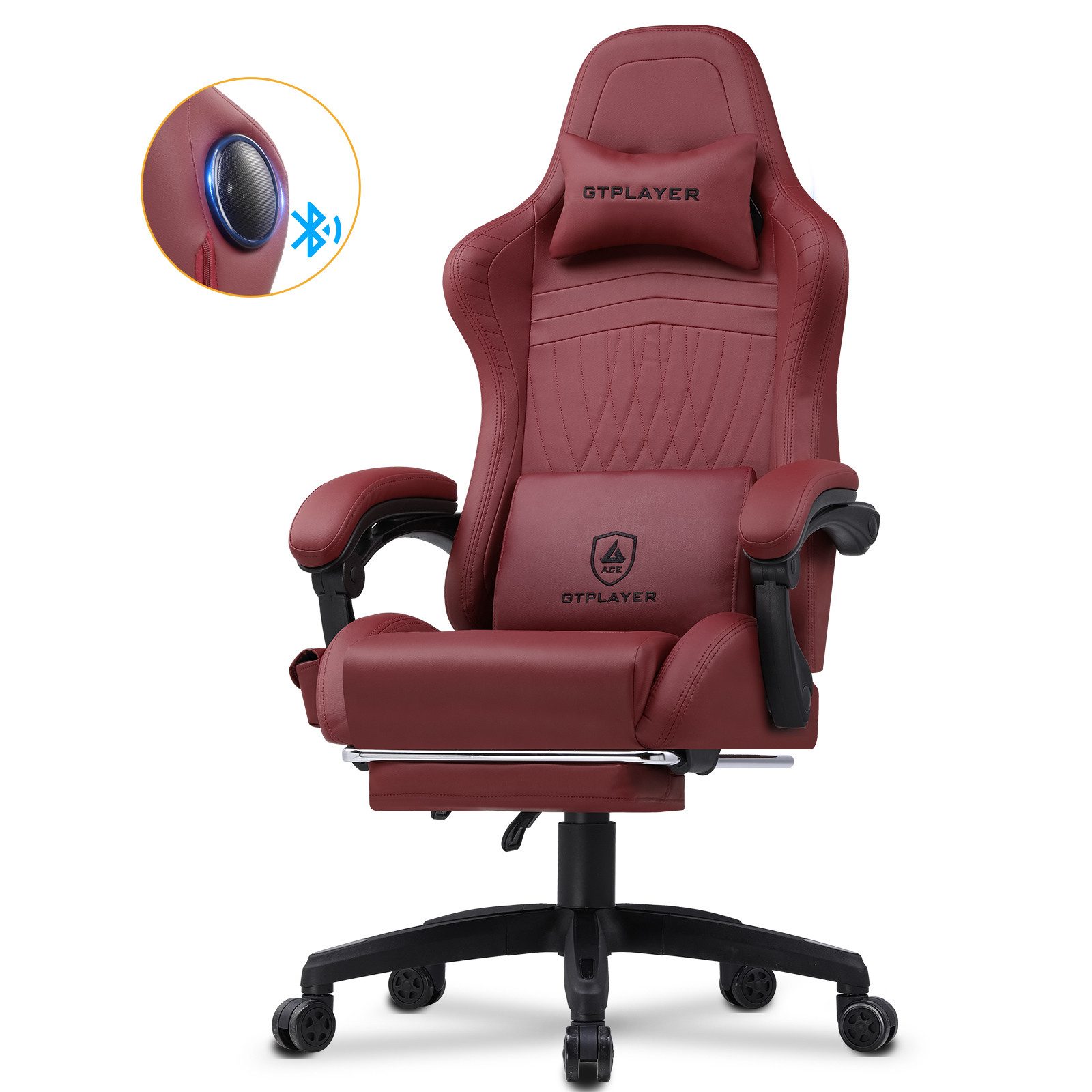GTPLAYER Gaming-Stuhl ergonomischer Bürostuhl mit HIFI Stereo Lautsprecher, Verbindungsarmlehen beeindrukende Klang-atmosphäre
