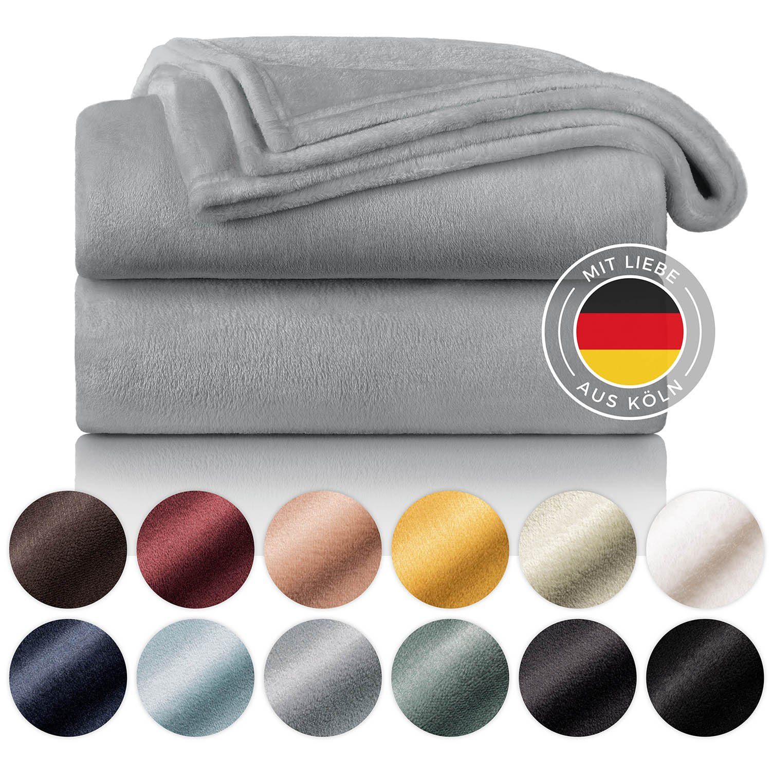 Wohndecke Große Kuscheldecken - hochwertige Kuscheldecke flauschig, Blumtal, weiche Fleecedecke als Sofadecke, Tagesdecke oder Wohndecke