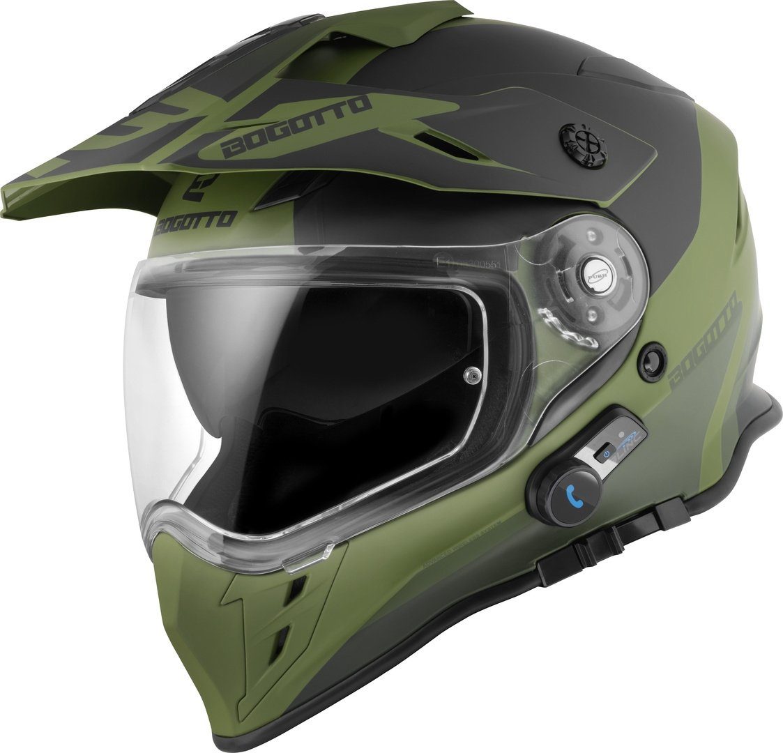 Bogotto Motocrosshelm H331 BT Tour EVO Bluetooth Enduro Helm, vorbereitet für Kommunikationssystem,integriertes Kommunikationss