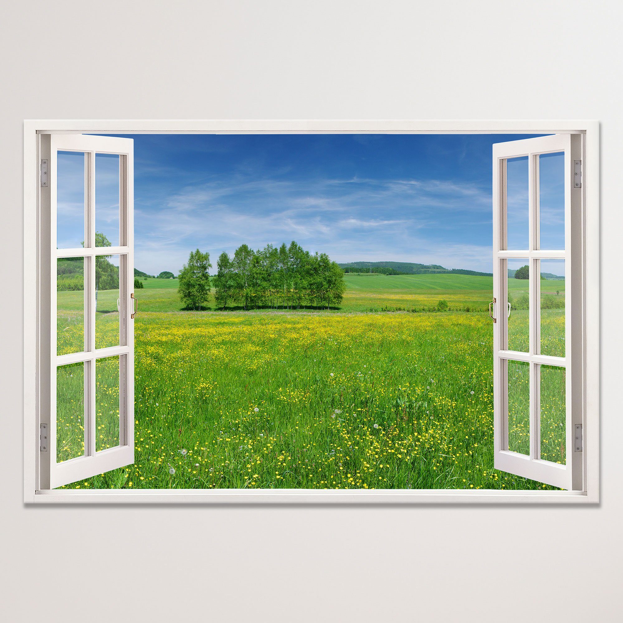 WallSpirit Leinwandbild "Fenster mit Aussicht", Wiese, günstig online kaufen