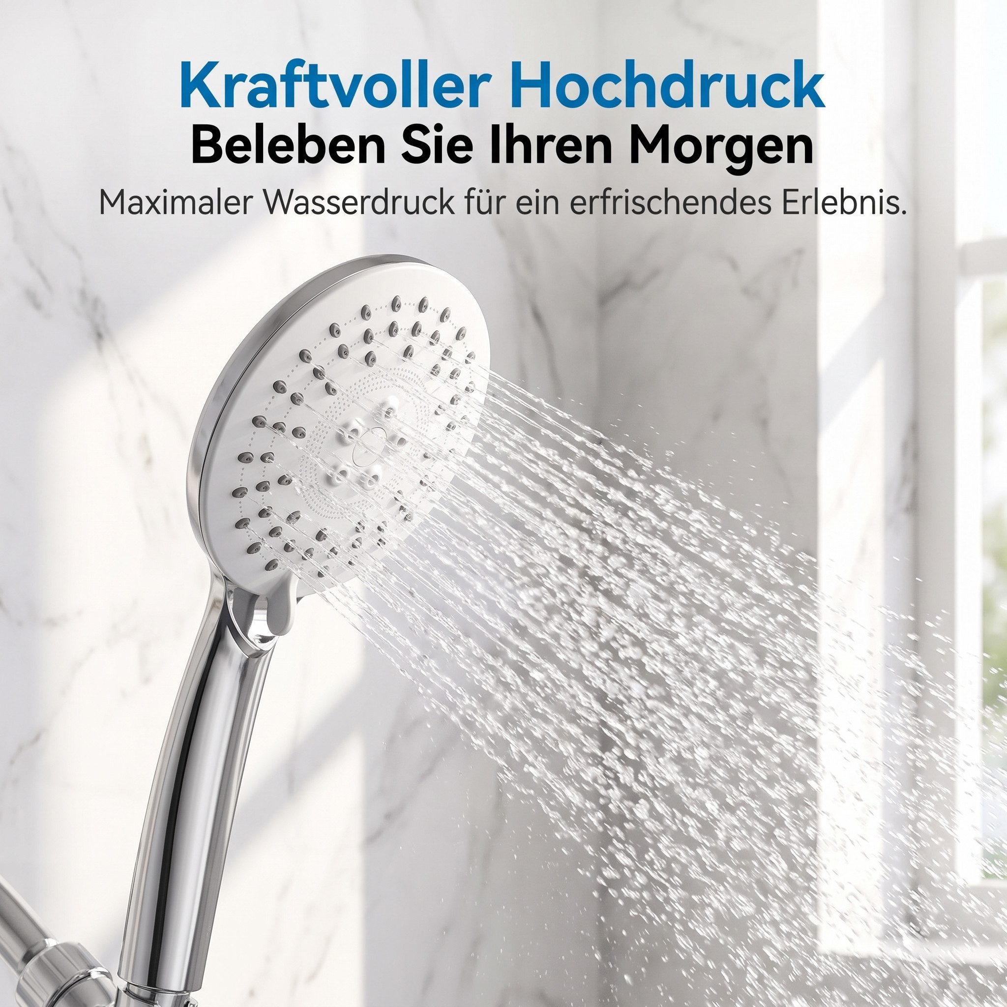 SURFOU Handbrause Hochdruck Handbrause mit 3 Strahlarten Antikalk Chrom