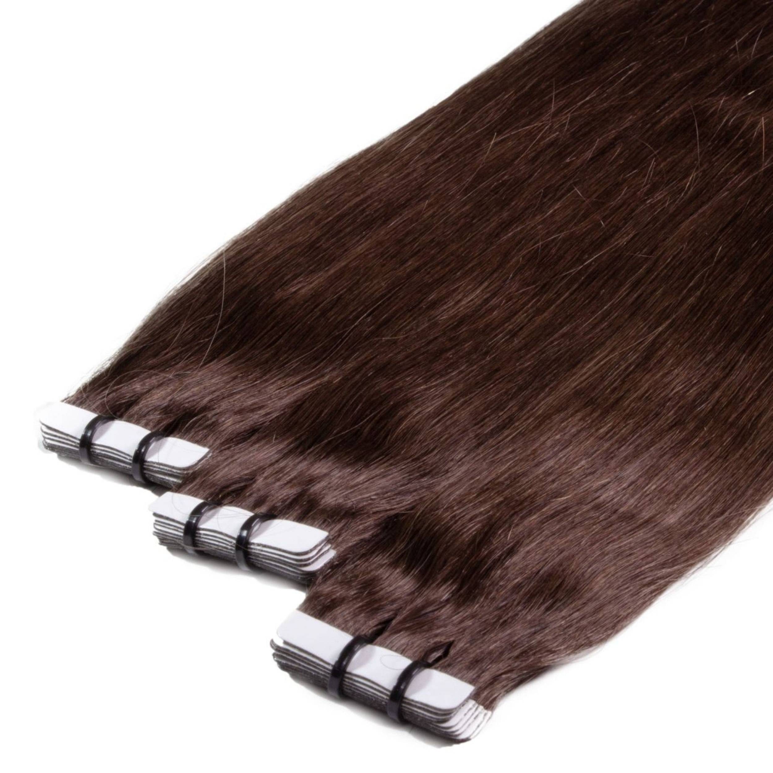 hair2heart Echthaar-Extension Premium Tape Extensions #4/77 Mittelbraun Intensiv 40cm