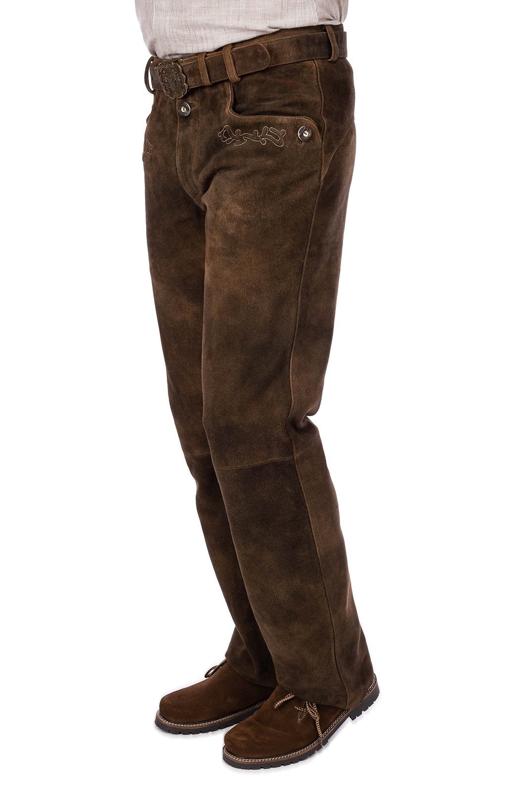 Almsach Trachtenhose Lederhose deerlook HE1051 mit lang Gürtel