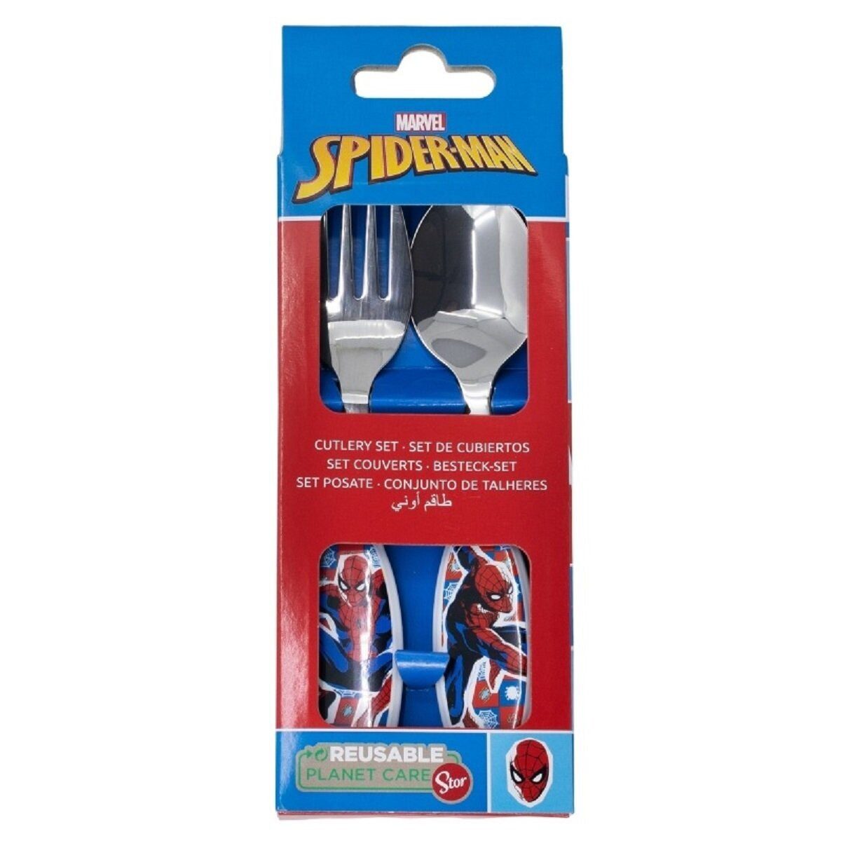 Spiderman Kinderbesteck Spiderman Kinderbesteck Set 2-teilig Löffel & Gabel mit Motivgriffen (2-tlg), 100% Kunststoff