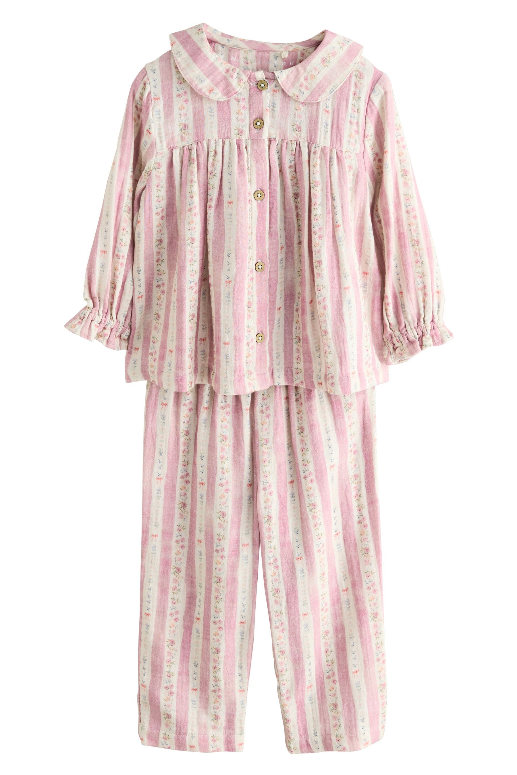 Next Pyjama Geknöpfter Schlafanzug aus Baumwolle, günstig online kaufen