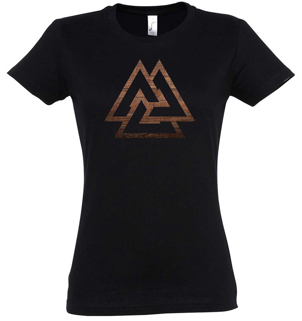 Print-Shirt Wooden Knot Damen T-Shirt Wotansknoten Walhalla Wotan Loki Odhin