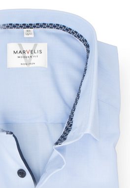 MARVELIS Kurzarmhemd Kurzarmhemd - Modern Fit - Einfarbig - Rauchblau