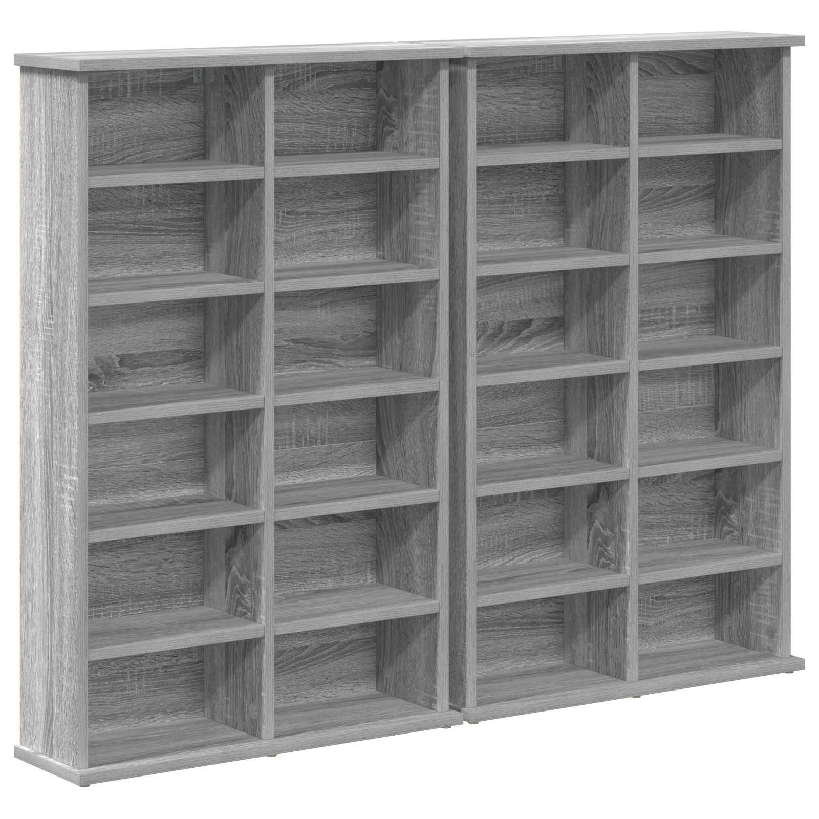vidaXL Schranksystem CD Regal 2 Stk. Sonoma-Grau 60 x 17 x 92 cm Holzwerkstoff (2-St)