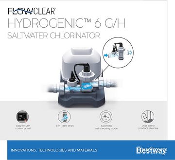 Bestway Poolpflege Chlorgenerator, Salzwassersystem, BESTWAY58678, Chlorproduktion:6 g/h,Konzentration:3000ppm,Durchflussmenge:1249 l/h