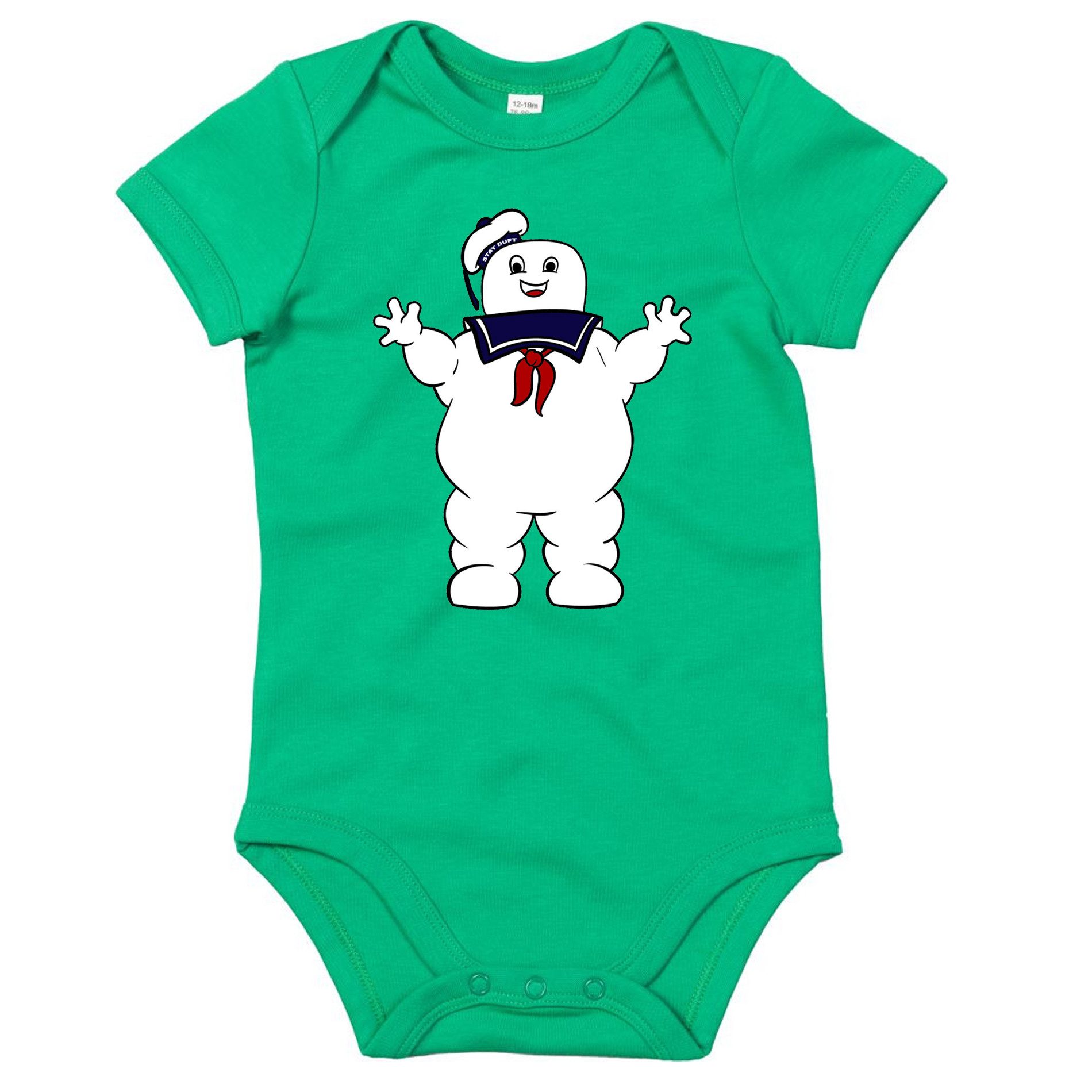 Blondie & Brownie Strampler Baby Body Marshmallow Geist Kultfilm Retro Cartoon Print Strampler Fun (Einzelartikel, Einzelartikel) Marshmallow Geist Babybody Kult