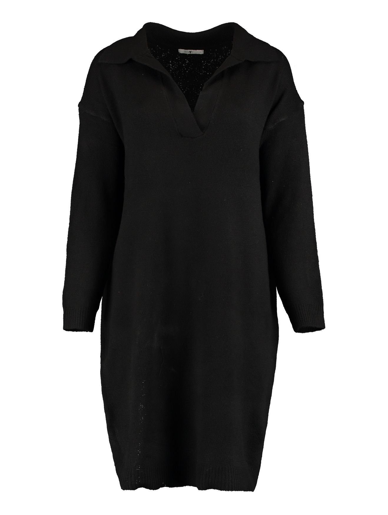 Z-One Shirtkleid Langarm Übergrößen Strickkleid Mini Pullover Dress Plus Size ENYA (lang) 5119 in Schwarz