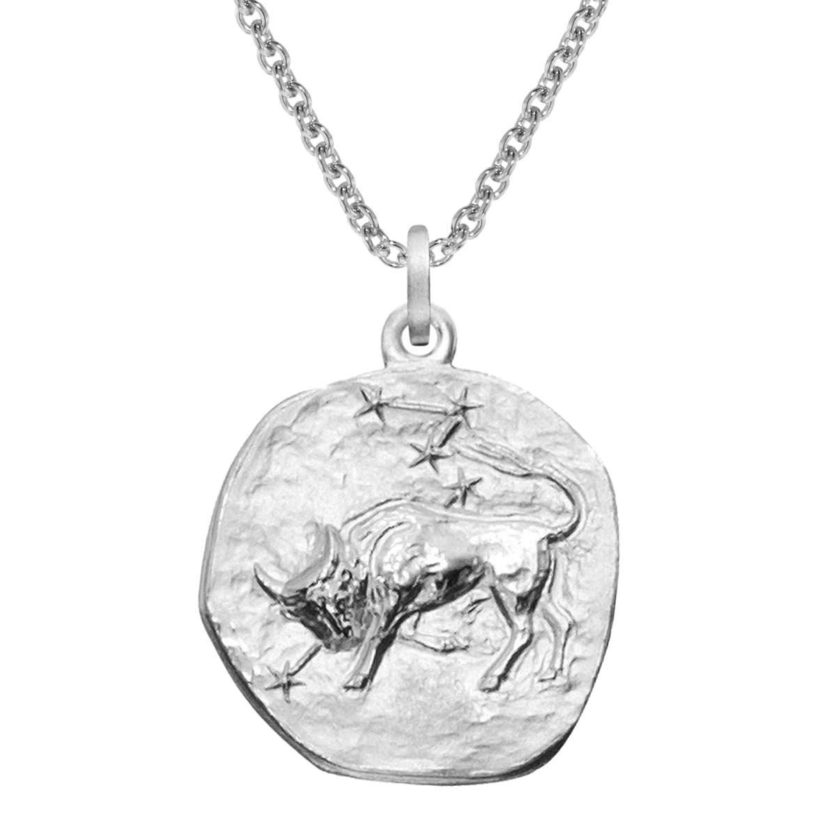 trendor Kette mit Anhänger 51610-05, Sternzeichen Stier Ø 20 mm und 925 Silber