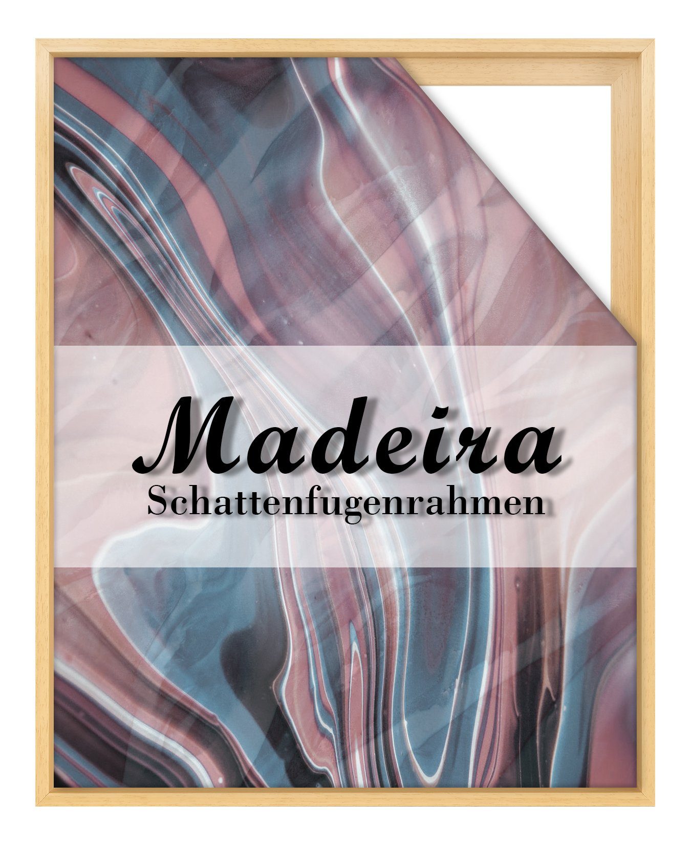 Natur Holz Madeira, (1 cm, Lackiert, 25x25 Stück), BIRAPA Schattenfugenrahmen Einzelrahmen