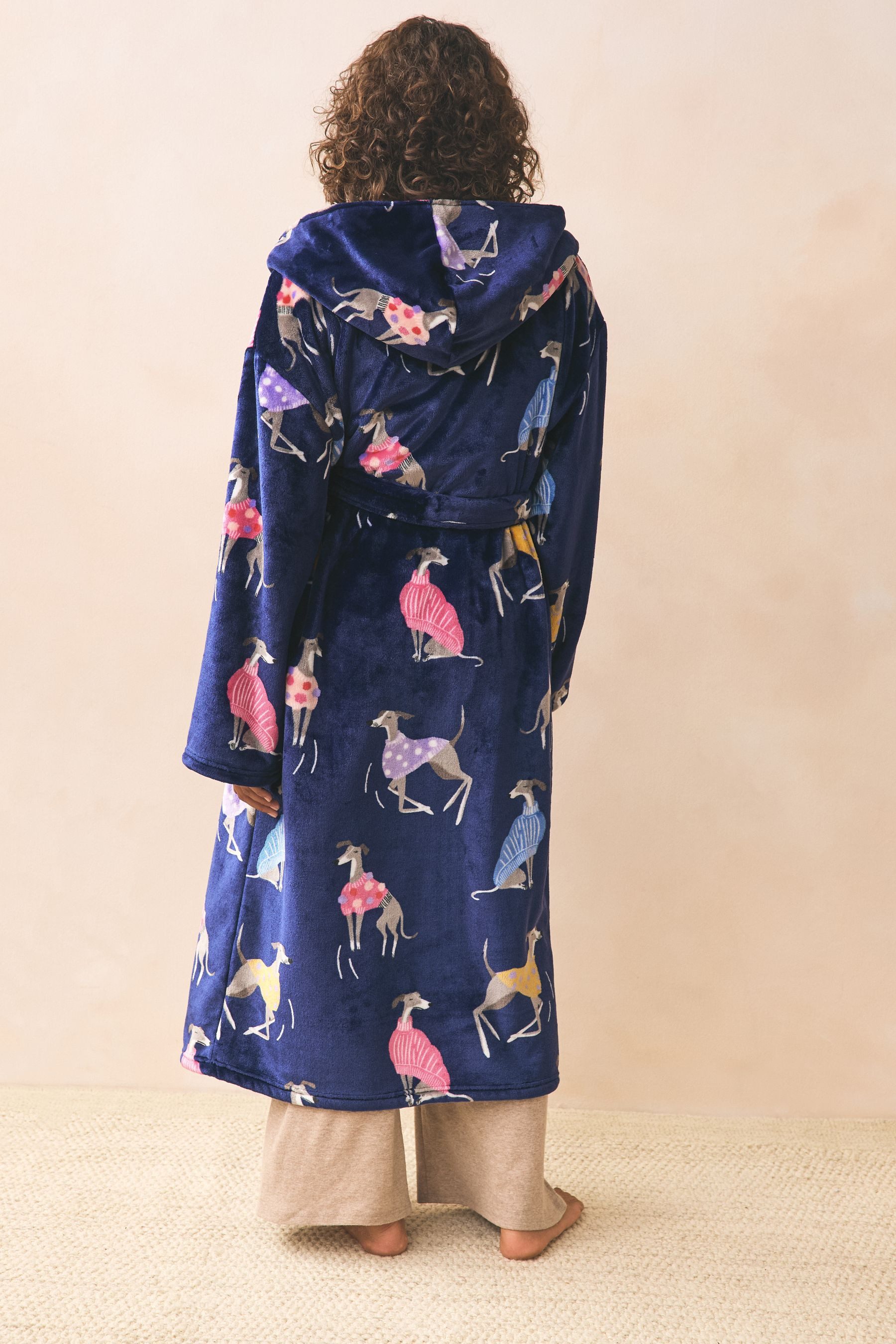 Next Damenbademantel Morgenmantel mit Whippet-Motivprint, Polyester günstig online kaufen