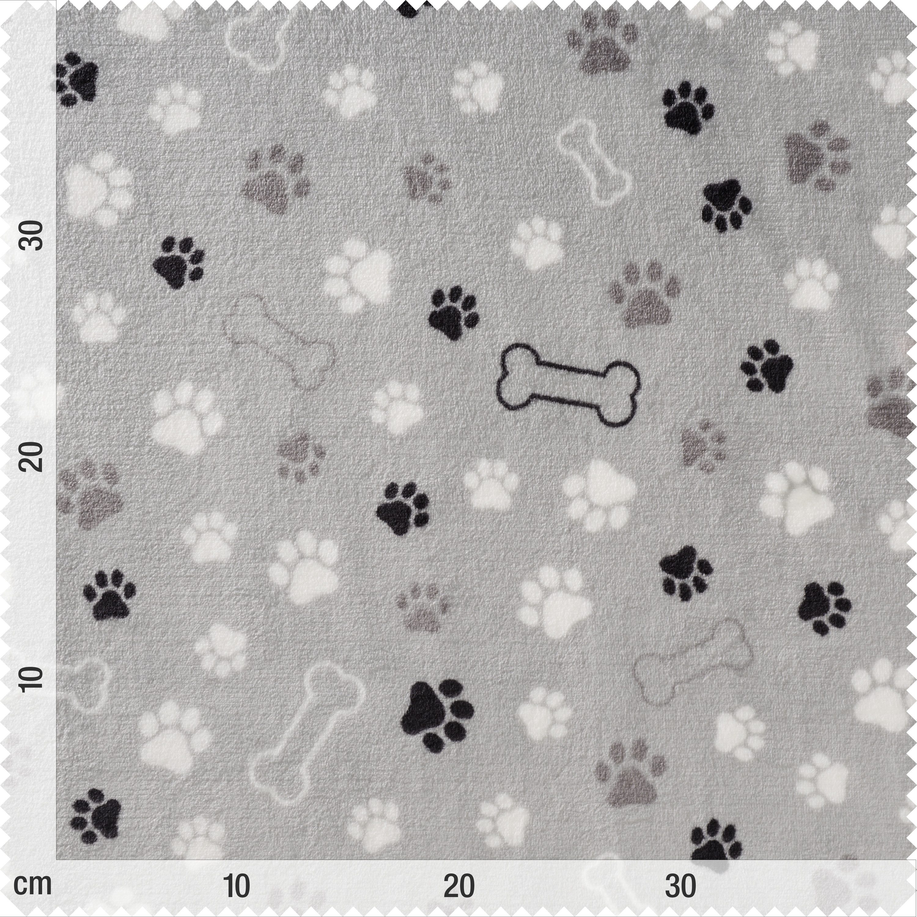 Thumbnail - VBS Stoff Fleece-Stoff 'Pfoten und Knochen', 145 cm breit, Meterware