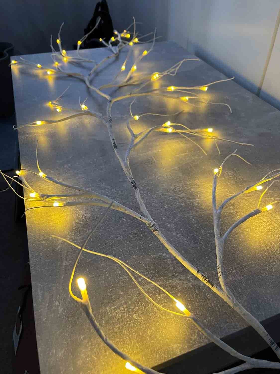Wohnung dekorative Zweig Lichter beleuchtet weiße Birke Zweige mit 60 Lichter 