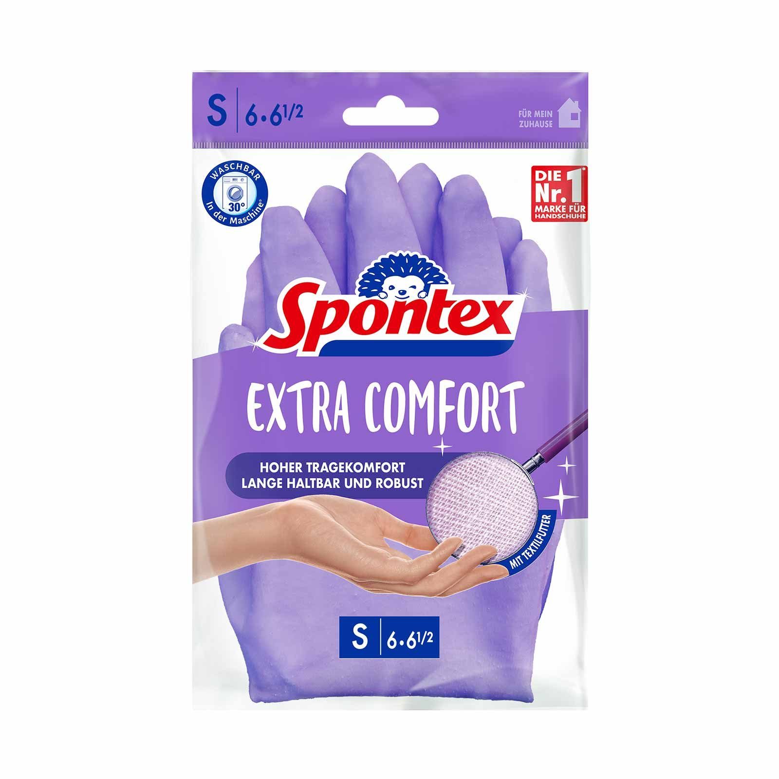 SPONTEX Latexhandschuhe Haushaltshandschuhe Extra Comfort - Spülhandschuhe griffsicher (Spar-Set)
