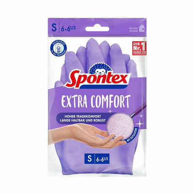 SPONTEX Latexhandschuhe Spontex Haushaltshandschuhe Extra Comfort - Spülhandschuhe griffsicher (Spar-Set)