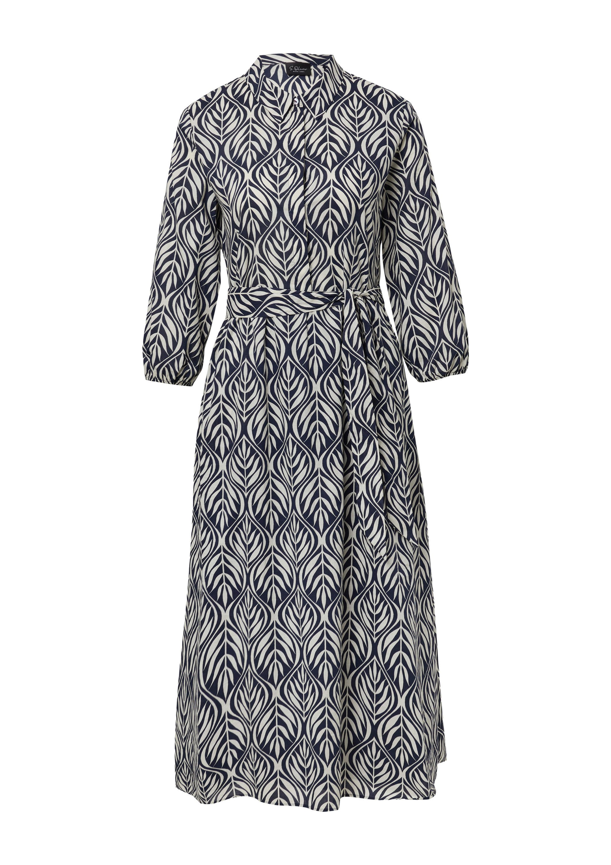 s.Oliver Midikleid Kleid Hemdblusenkleid in Midilänge mit All-over-Print günstig online kaufen