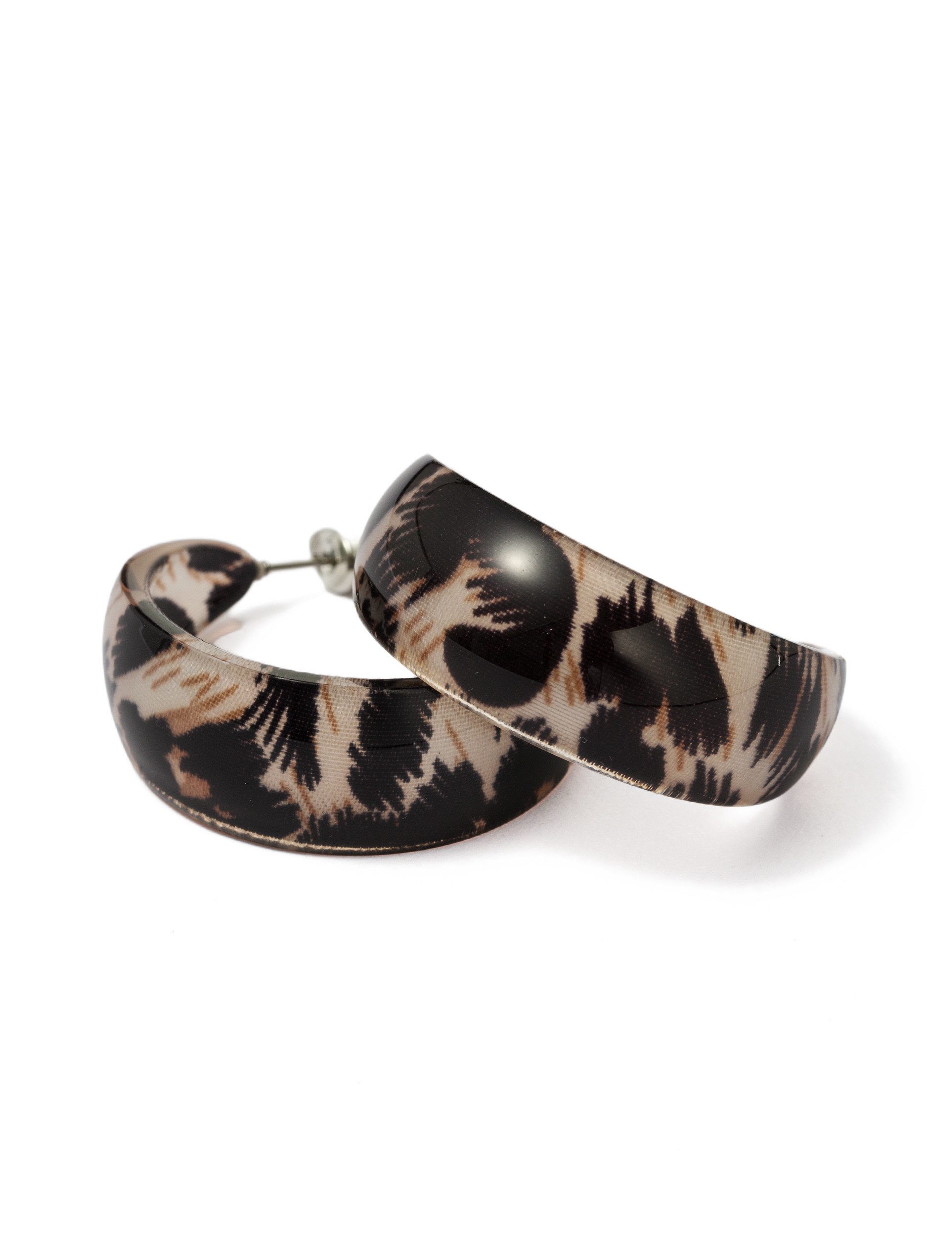 Firetti Paar Creolen Schmuck Geschenk Kupfer Acryl Ohrschmuck Ohrringe Animalprint, Made in Germany