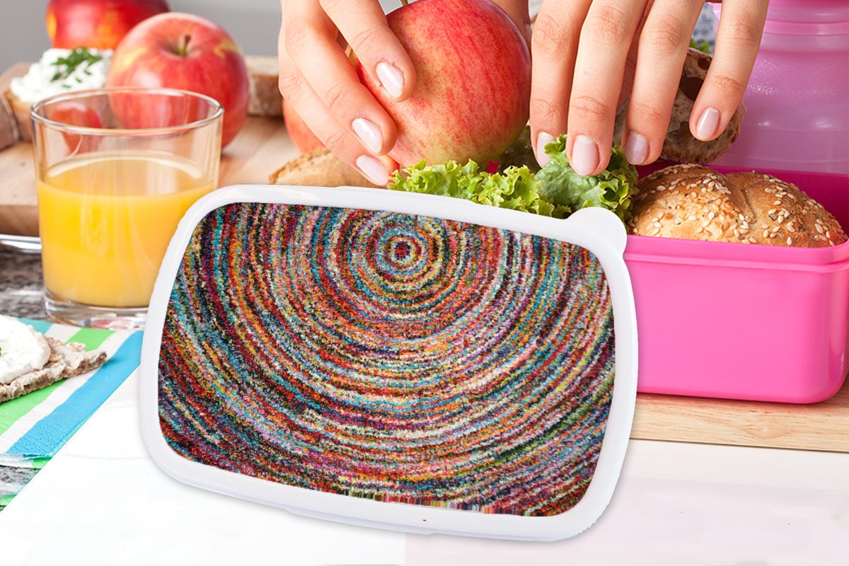 Kreis Lunchbox Brotdose für Snackbox, - (2-tlg), rosa Kunststoff Kinder, MuchoWow Kunststoff, Mädchen, Erwachsene, Farben Brotbox Teppichboden, -