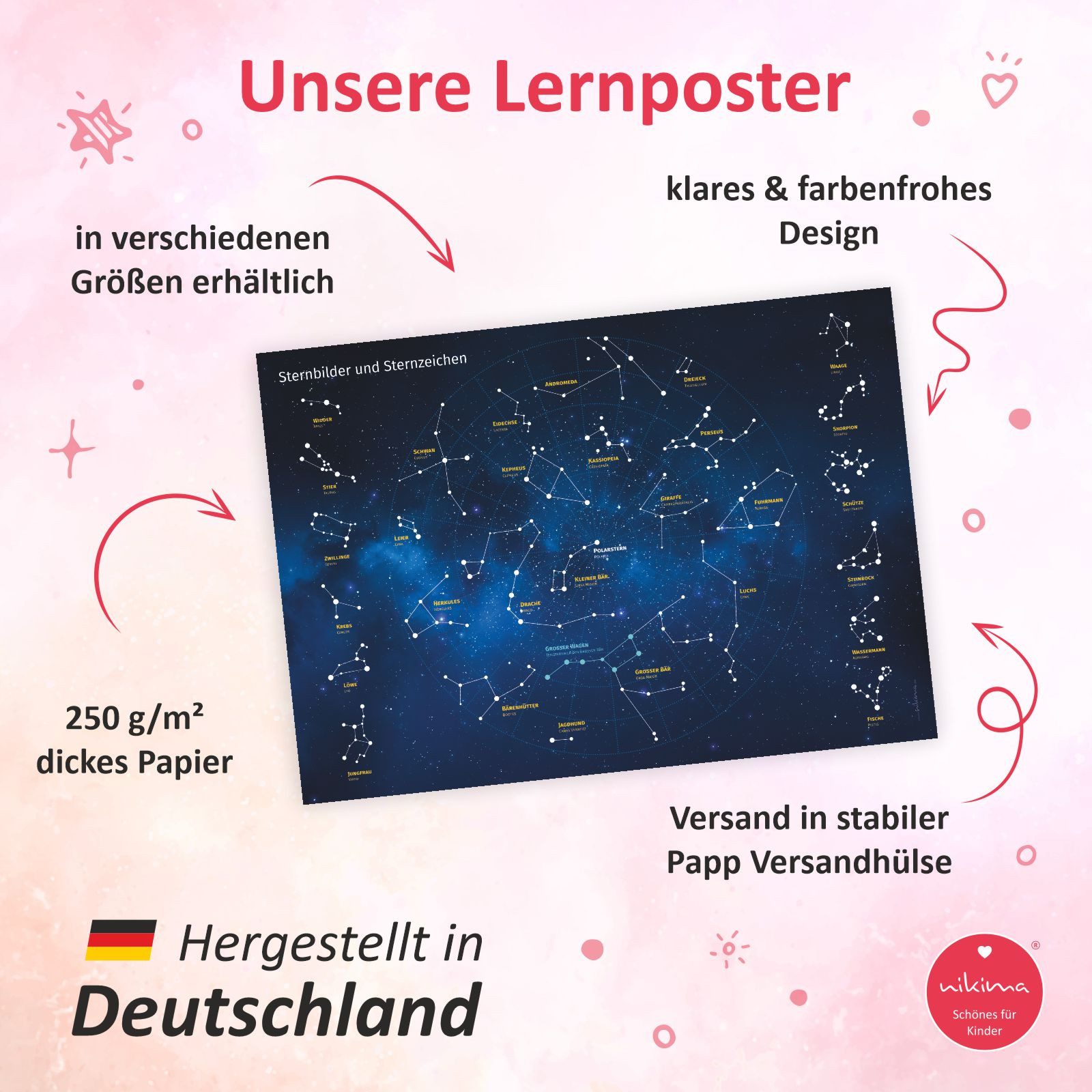 nikima Poster Sternbilder, Sternbilder, Kinder Lernposter günstig online kaufen