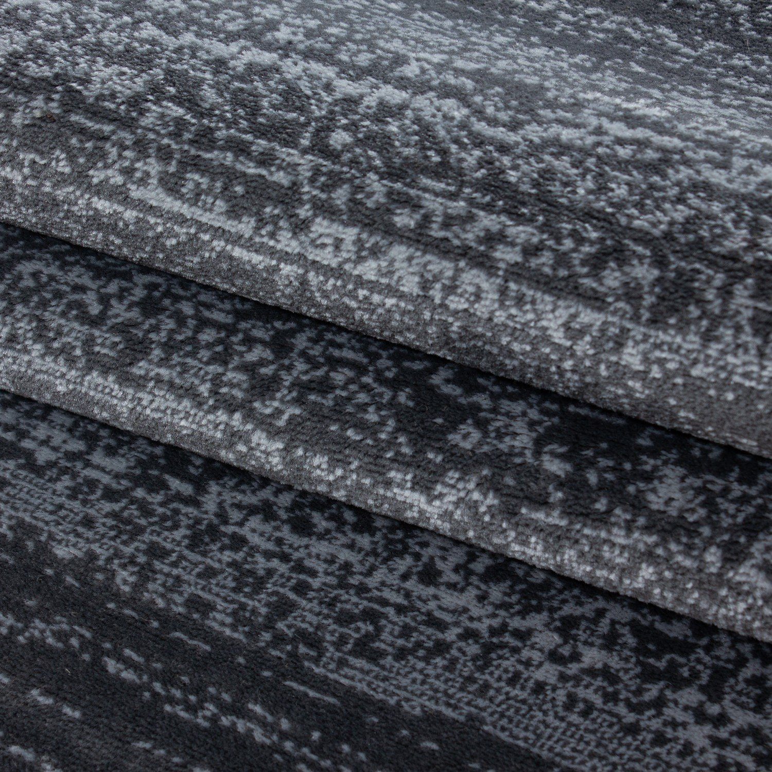 Flachflorteppich Grau meliert Miovani Designerteppich Kurzflorteppich Designteppich Wohnzimmer,