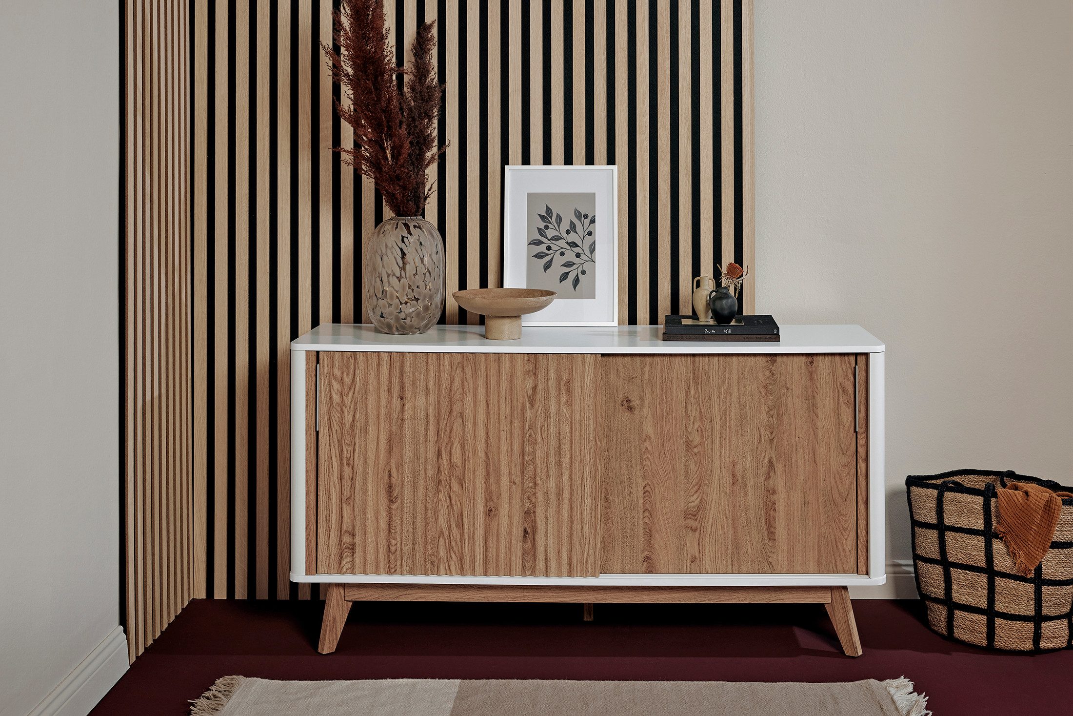 Jahnke Sideboard WAVE SBS 145 (1 St), Retro-Stil, mit 2 Schiebetüren, ca. 148 cm