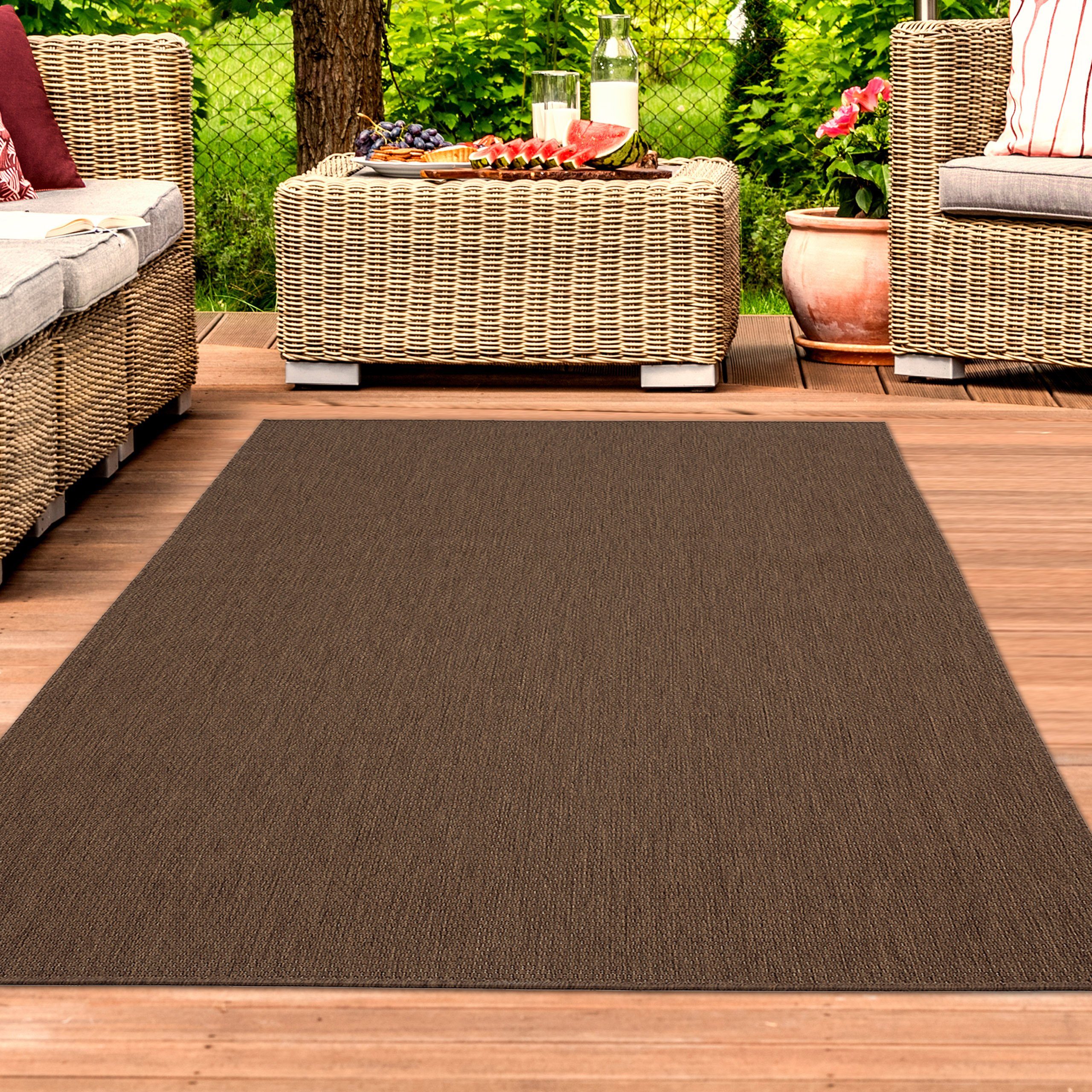 Teppich Einfarbiger Teppich Sisal für In- & Outdoor in braun,  TeppichHome24, rechteckig, Höhe: 10 mm