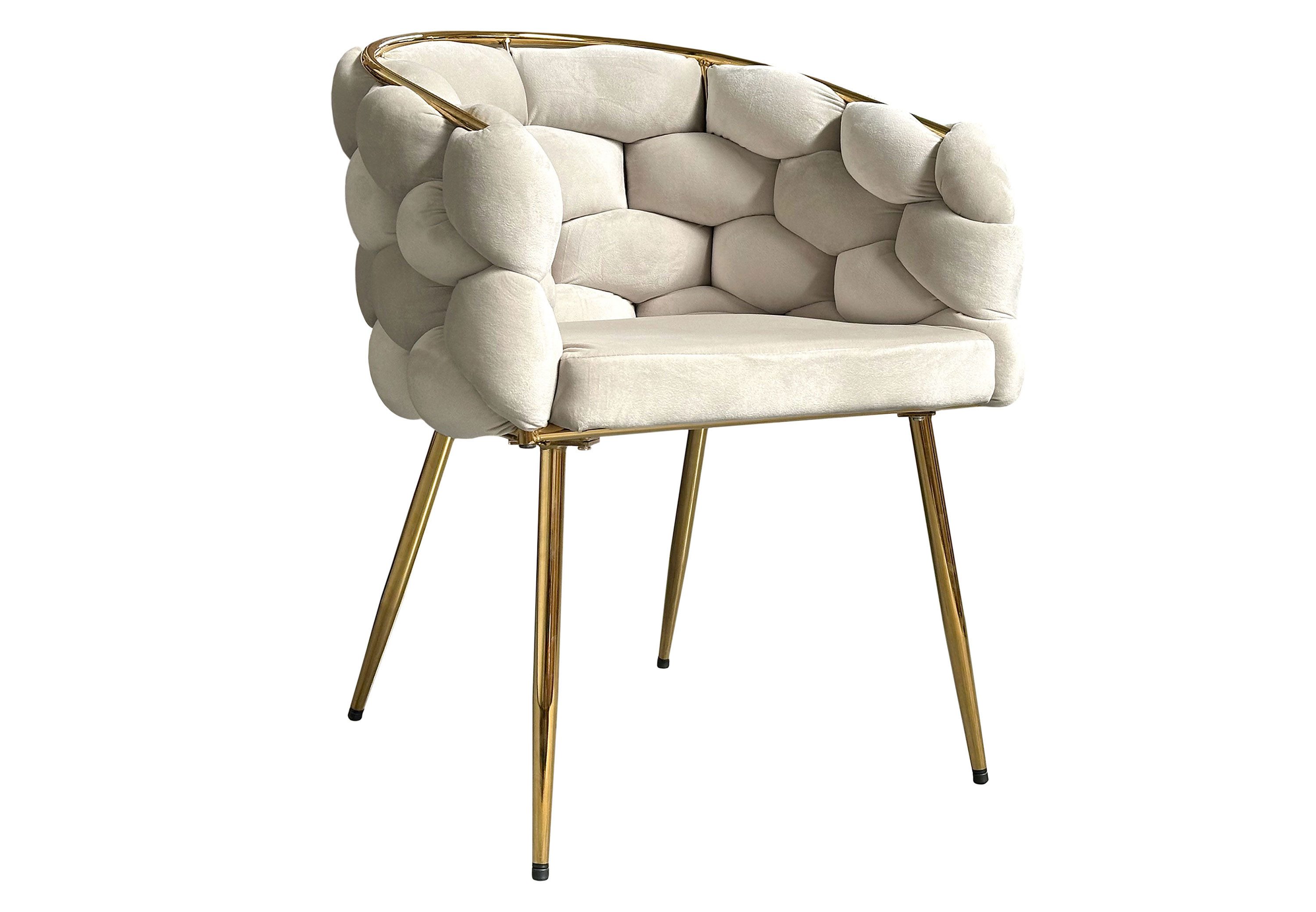 Lookway Stuhl Gepolsterter BLOSSOM Samt Polsterstuhl mit Metallbeine, 65x79,5x58 cm