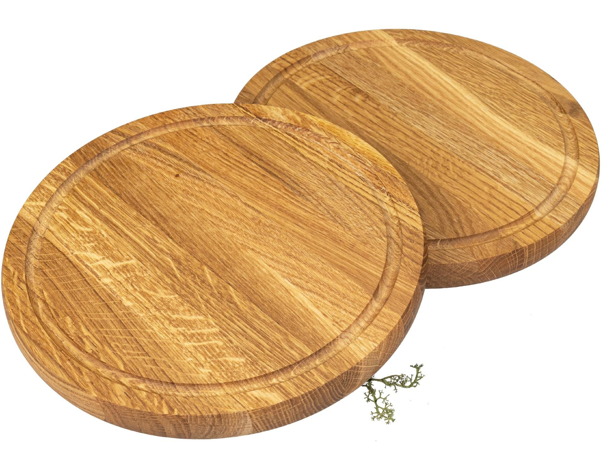 Holz Frank Schneidebrett Rundes Holz Schneidebrett aus Eiche geölt - Ø 25 x 2,1 cm, Holz, (1-St)