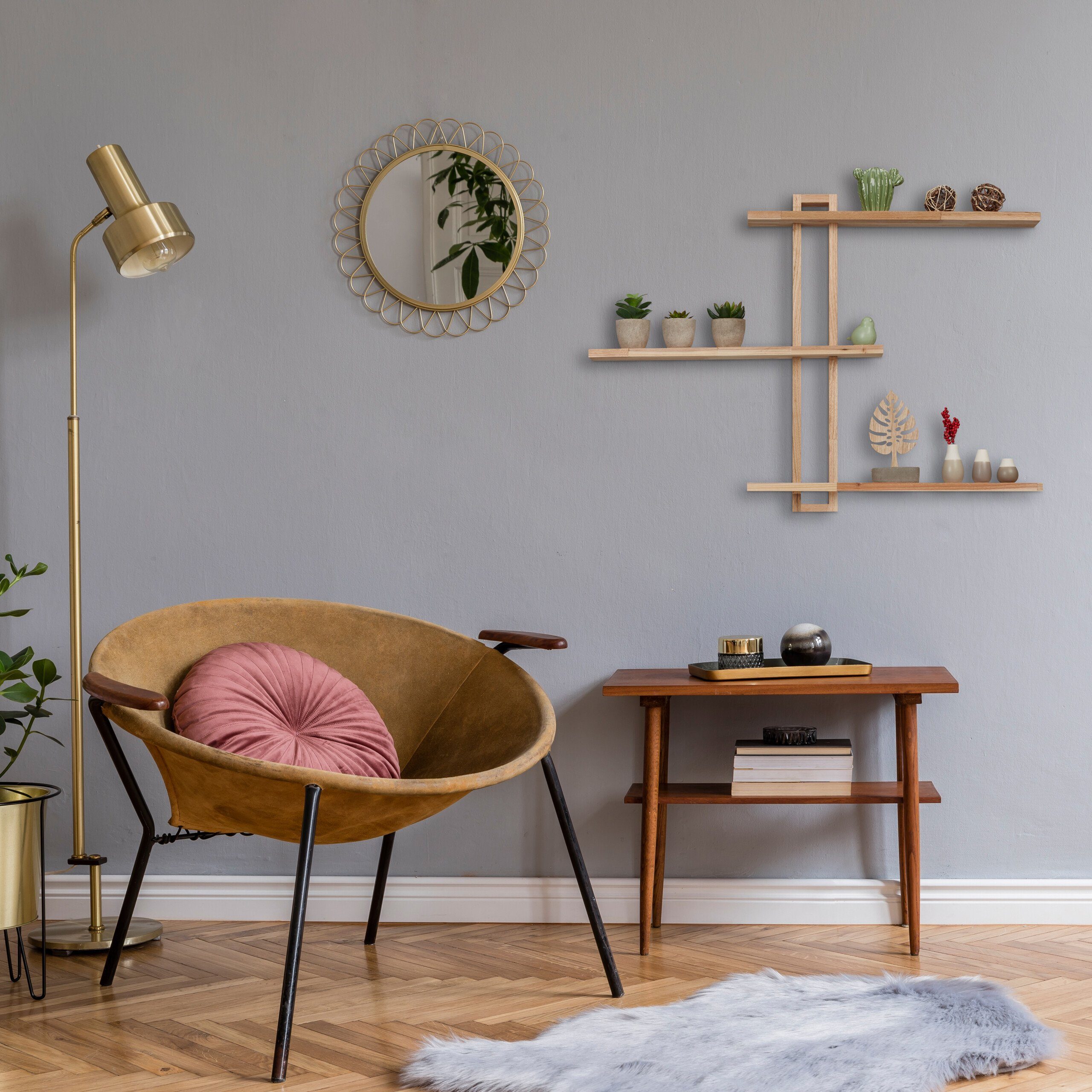 relaxdays Wandregal aus Walnussholz günstig online kaufen