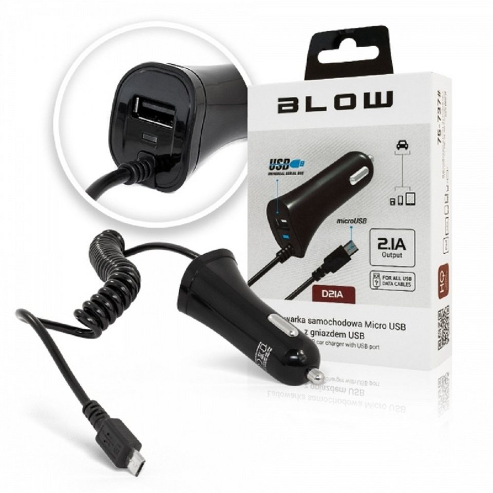 BLOW Universal Auto KFZ Handy Ladegerät 2A Micro USB mit Kabel Smartphone -Ladegerät
