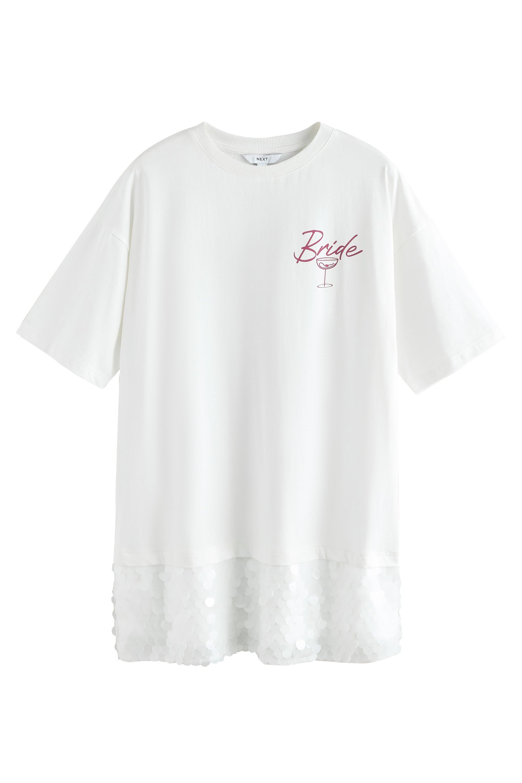 Next Strickkleid Kurzärmeliges T-Shirt mit Pailletten, Brautkleid (1-tlg)