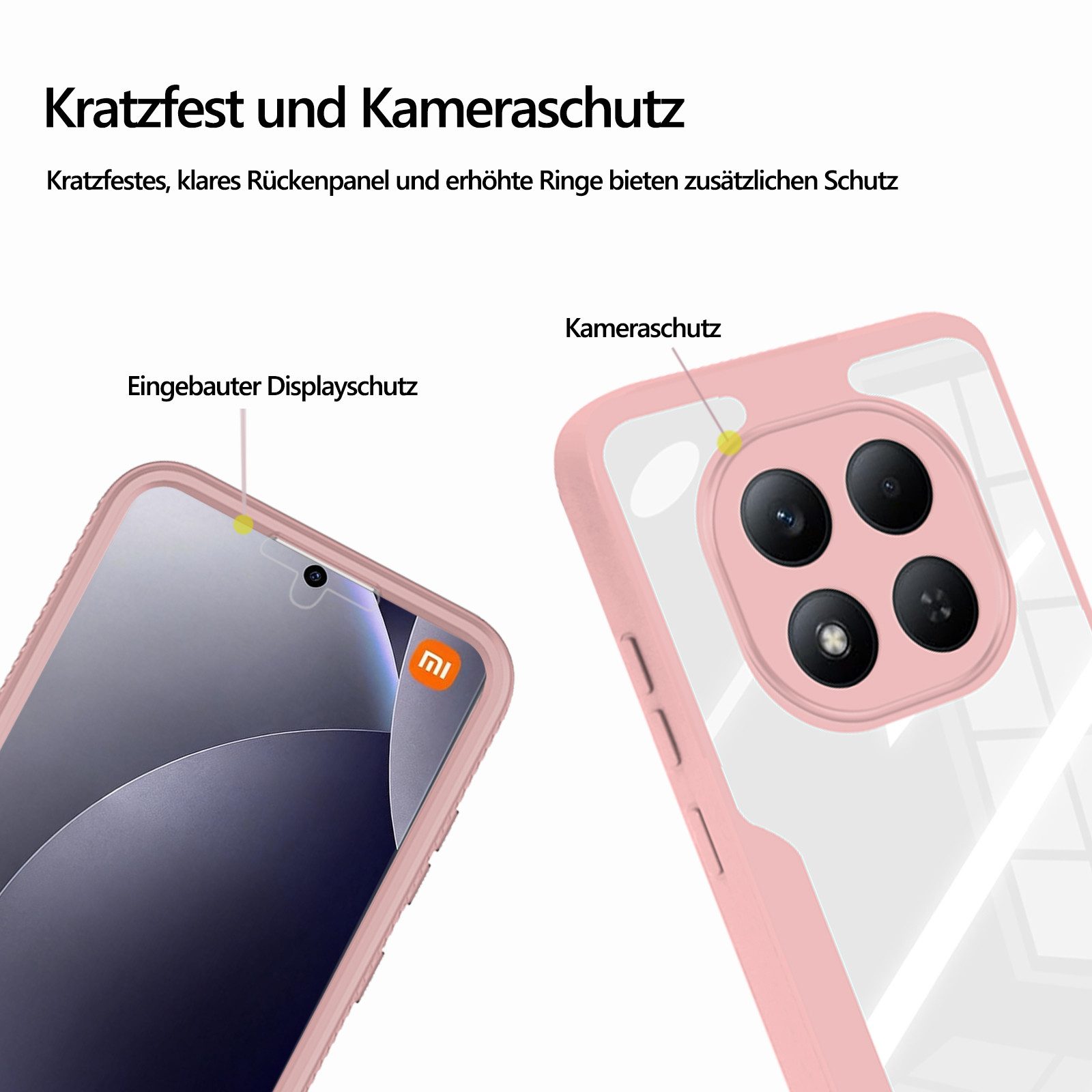 betterfon Handyhülle für Xiaomi Redmi Note 15 Pro+ / Poco M8 Pro 5G, 360° mit Dispayfolie, Vollschutz Case mit integriertem Displayschutz und klarer Sicht – Bild 5 von 5