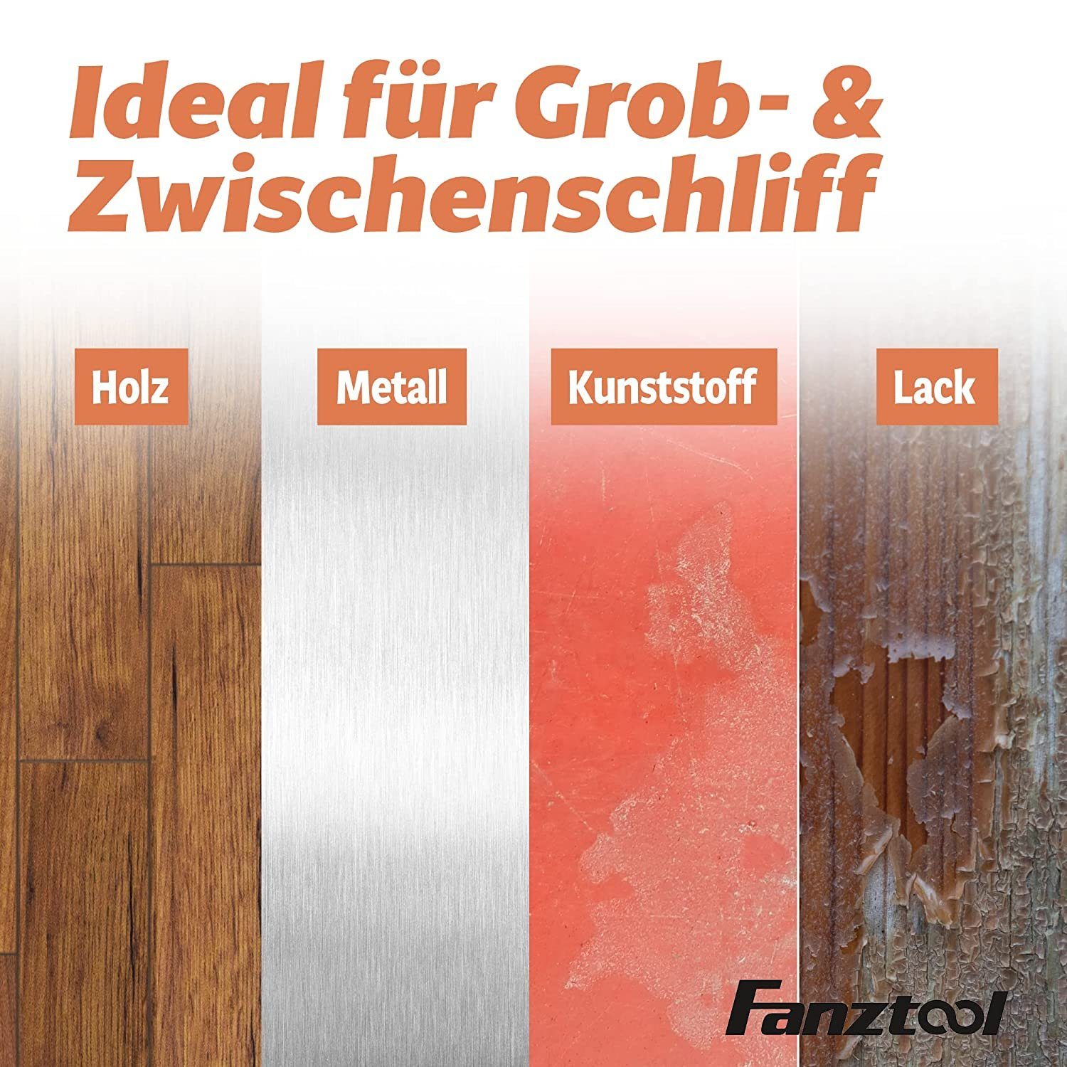 Fanztool Schleifscheibe Schleifgitter klett Exzenterschlei, 150mm FANZTOOL verschiedener Stück für 50 Scheibe Körnung) (mit