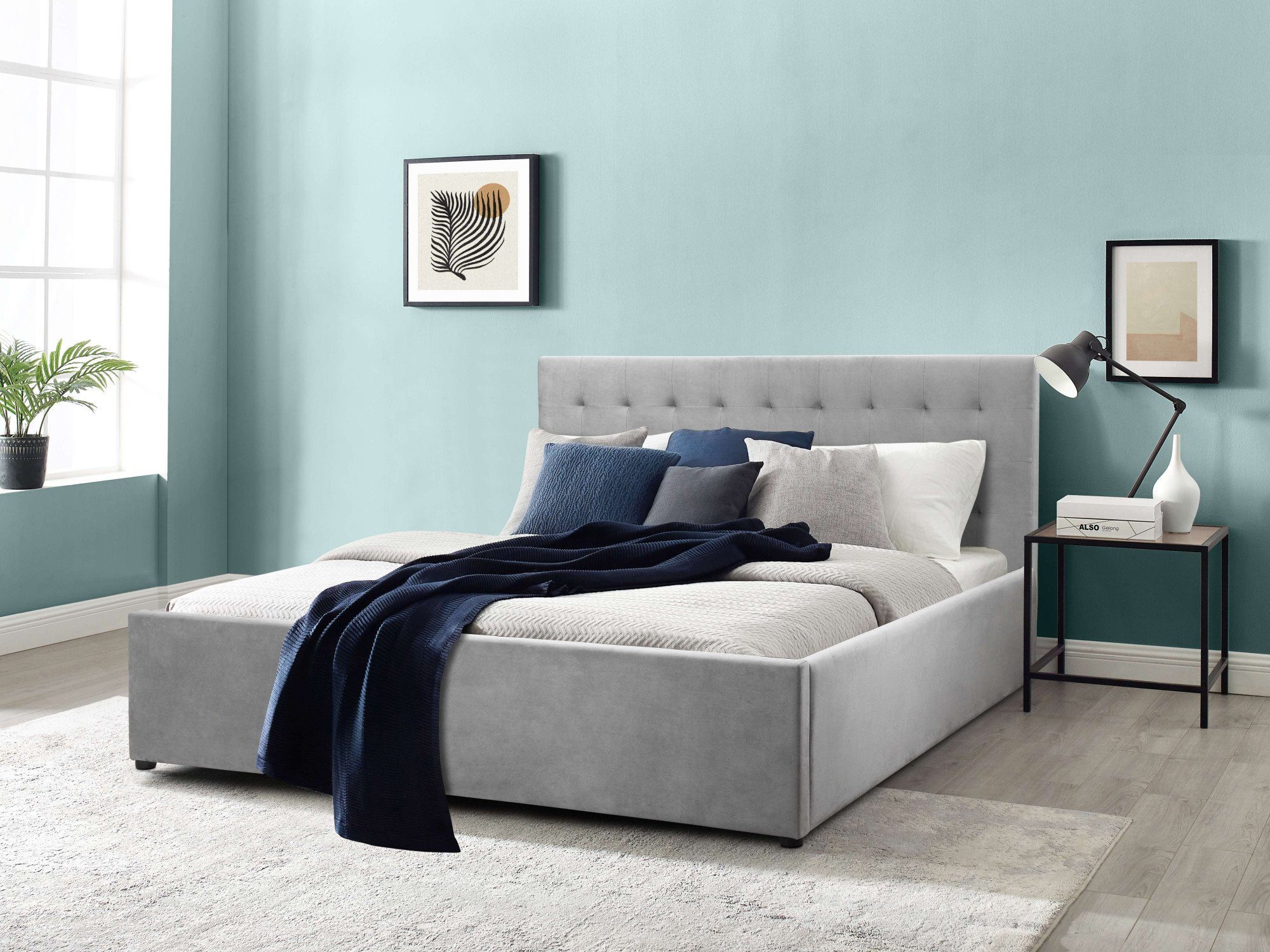 OTTO home Polsterbett Hamar, Knopfsteppung im Kopfteil, bis 250 KG belastbar (3 Breiten: 100cm/ 140cm/ 180cm), in verschiedenen Größen und Stoffen und Farben