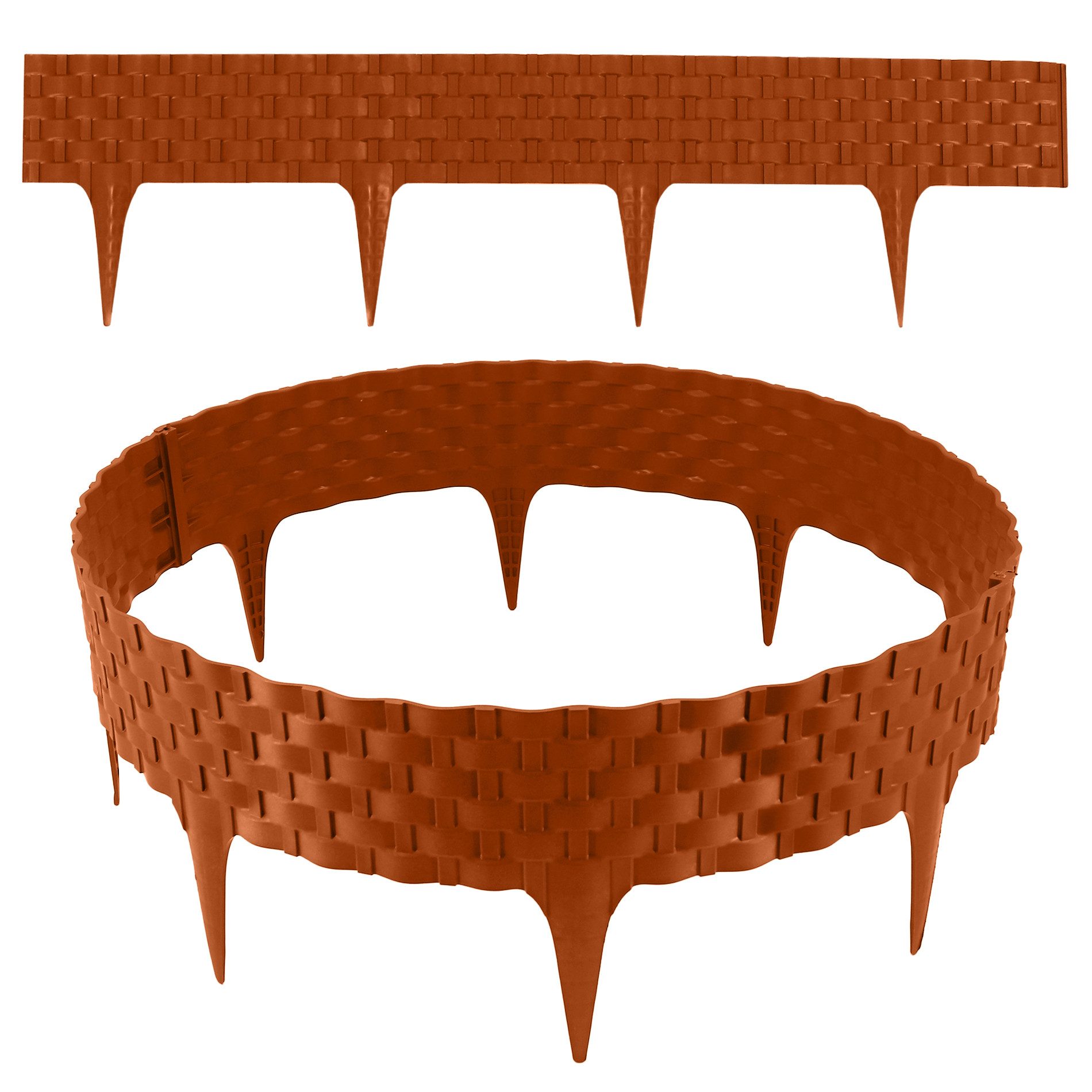 Beetumrandung Rasenkante Rattanoptik I Terracotta I 20x80 cm Module I Kunststoff Bee