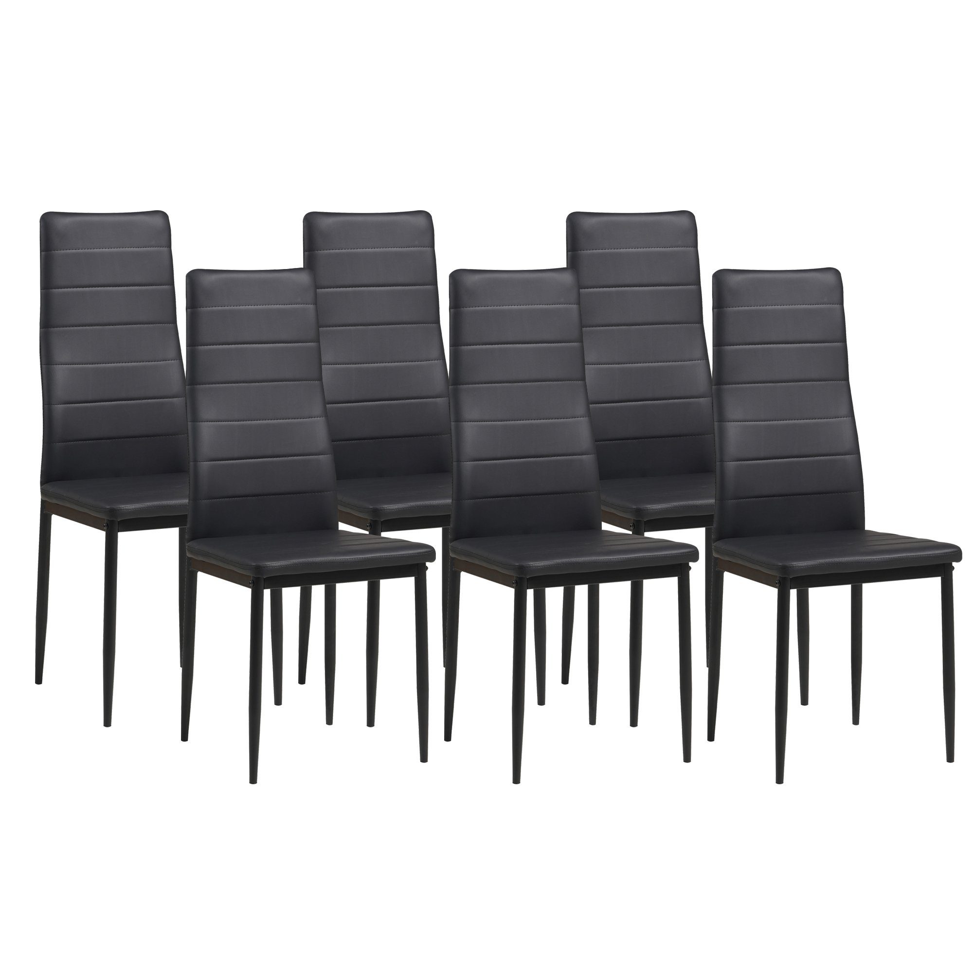 Albatros International Esszimmerstuhl Albatros Esszimmerestuhl Küchenstuhl MILANO, Kunstleder Bezug (6er Set, Schwarz), edles Italienisches Design, Polsterstuhl, hohe Belastbarkeit, Modern